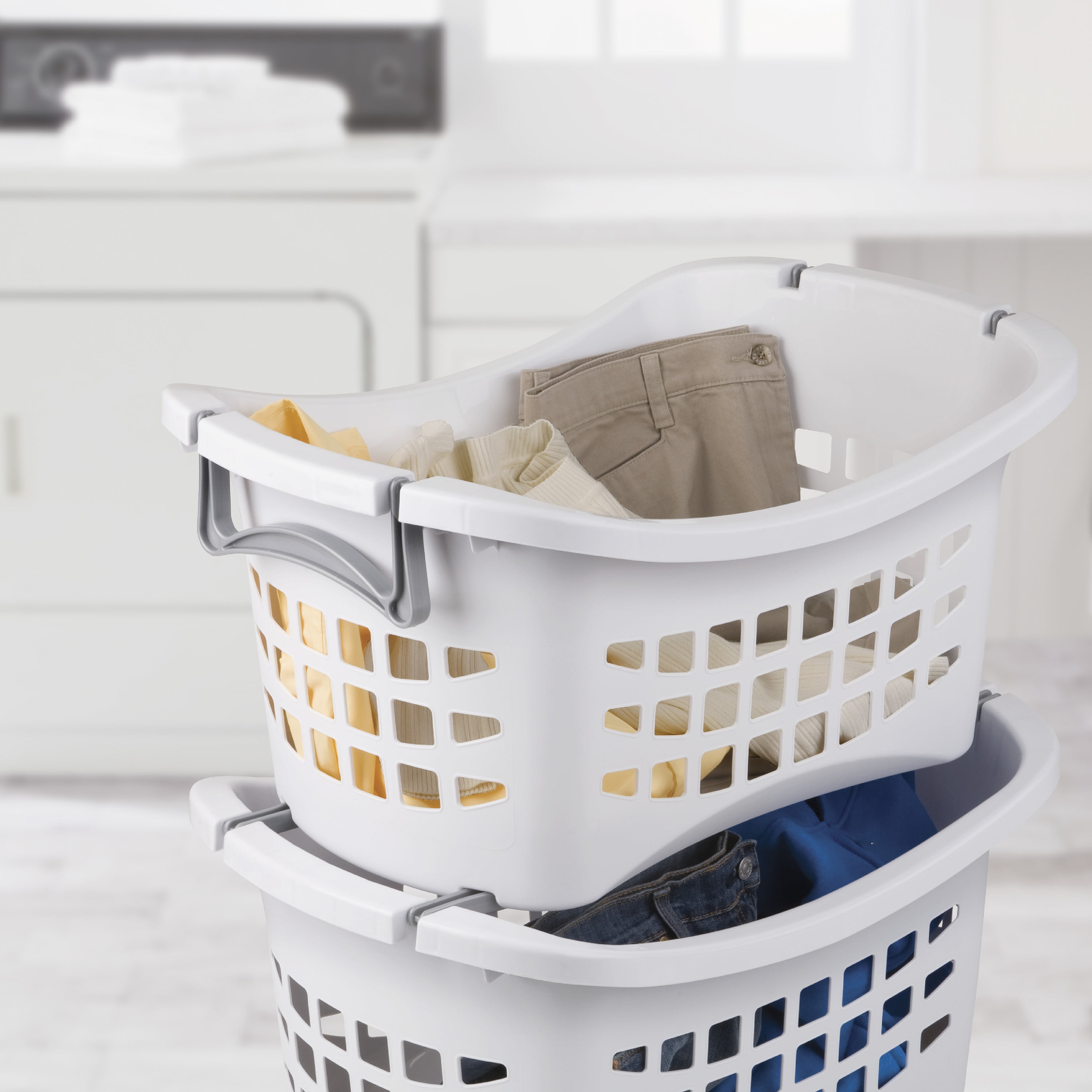 Details about   Set Of 6 Sterilite Sorting Hamper White Laundry Basket Storage & Organization 