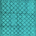 thumbnail image 1 of Ahgly Company Machine Washable Indoor Square Solid Turquoise Blue Modern Area Rugs, 5' Square, 1 of 4