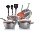 thumbnail image 1 of NutriChef Nonstick Cookware Set, Ceramic Pots & Pans Set, Induction Safe, Durable & Easy to Clean, Saucepan, Frying Pans, Cooking Pots, Lids, Utensils, Gray, 11 Pc, 1 of 7