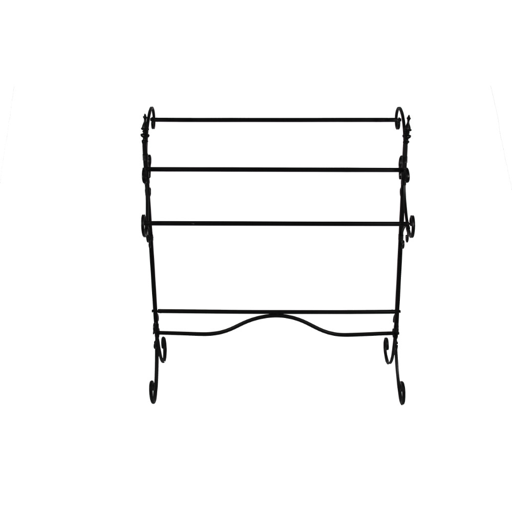 Benzara Spacious Metal Blanket Rack With Three Bars, Black