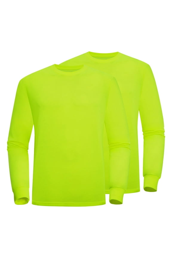 High Visibility Shirts Safety for Men Women, Sun Protection Long Sleeve Work T Shirt Construction Shirts, Green, Small