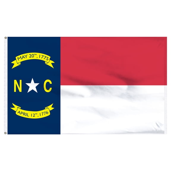North Carolina Flag 3x5ft Nylon-Indoor: Add Pole Hem and Fringe