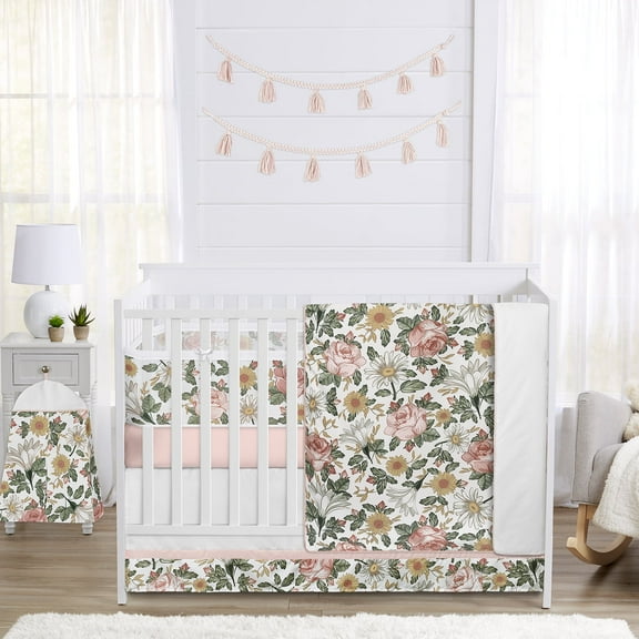 Sweet Jojo Designs Vintage Floral Pink Green and Yellow Crib Bedding   BreathableBaby Breathable Mesh Liner Pad