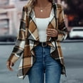 thumbnail image 2 of Fall And Winter Comfy Jackets For Women Long Sleeved Hooded Casual Plaid Coffee Trench Coat L, 2 of 8