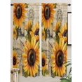 thumbnail image 2 of Sunflower Retro Living Room Curtains 72 Inches length, Farmhouse Vintage Botanical Floral Window Treatment Curtain Drapes, Light Filtering Drapes for Bedroom Laundry Room, 52"x72", 2 Panels, 2 of 7