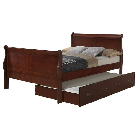 Glory Furniture Louis Phillipe Full Trundle Bed in Cherry