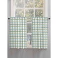 thumbnail image 3 of Tier Curtains 45 Inches Long, Turquoise Green Plaid, Window Treatment Curtain Drapes, Abstract Minimalistic Geometric Grid Small Curtain Drapes for Bathroom Laundry Room, 27.5"x45", 2 Panels, 3 of 7