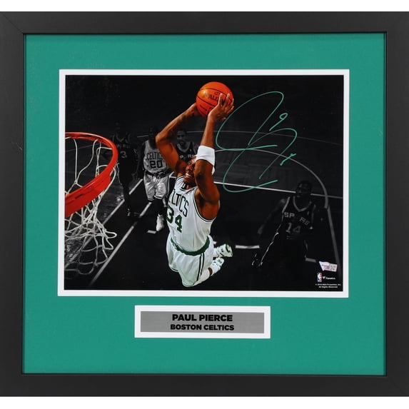 Paul Pierce Boston Celtics Framed Autographed 11" x 14" Dunking Spotlight Photograph with Nameplate - Fanatics Authentic Certified