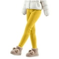 thumbnail image 2 of Girls Winter Leggings Kids Thick Warm Fleece Lined Legging Pants Elastic Waist Thermal Tights Yellow 100, 2 of 3