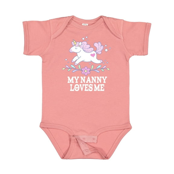 Inktastic My Nanny Loves Me Girl Unicorn Girls Baby Bodysuit