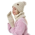 thumbnail image 4 of FZ FANTASTIC ZONE Womens Winter Beanie Hats Scarf Neck Warmer Touchscreen Gloves Set Warm Fleece Lined Chenille Knit Skull Caps Beige, 4 of 7
