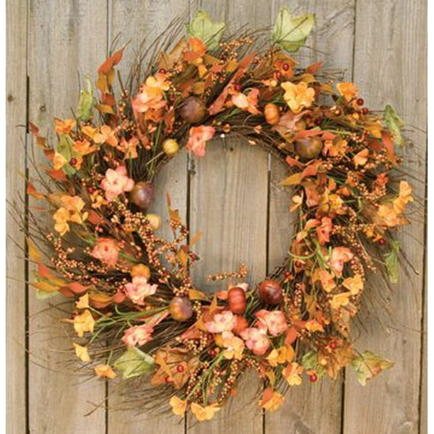 Harvest Garden Twig Wreath Fall Flowers Mini Pumpkins Leaves Berries Country Primitive Floral Da Ae A A A A A A A A Ae A A A A A A A C Cor Walmart Com Walmart Com