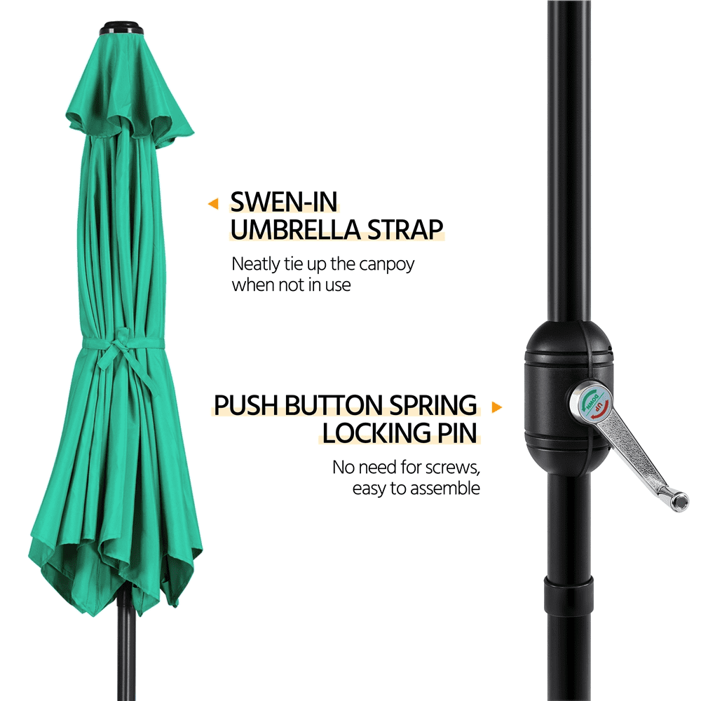 Renwick 9 Ft Outdoor Patio Umbrella with Push Button Tilt and Crank, Turquoise