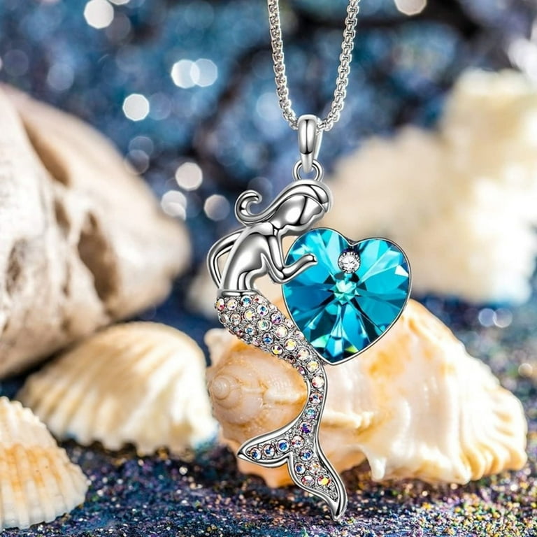 Mermaid birthstone best sale necklace