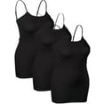 thumbnail image 3 of Emmalise Women's Basic Casual Long Camisole Cami Top Value Combo- 3Pk - Black, Black, Black, Small, 3 of 4