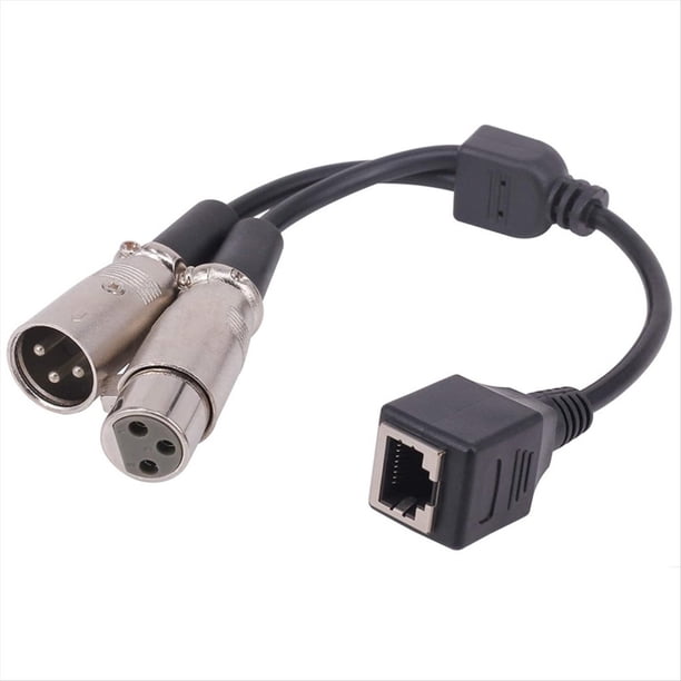 Cable Corto de Transmisión de Señal de Audio de 0,15 M, Conector RJ45 A XLR Macho + Hembra, Conector RJ45 Hembra A XLR Macho + XLR Macho.