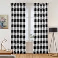 thumbnail image 2 of Black and White Plaid Kitchen Curtains 84 Inch Length, Farmhouse Checkered Buffalo Grommet Top Bedroom Living Room Curtains, Light Filtering Cafe Curtain Drapes 2 Panels Set 84''x84'', 2 of 9