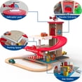thumbnail image 4 of Toy Car Garage with Rails, Wooden Parking Garage Toy Playset w/Elevator, Toddler Race Car Ramp Track Toy Set with 4 Mini Cars for Old Boys and Girls Kids Ages 3+ Birthday Gift Christmas, 4 of 6