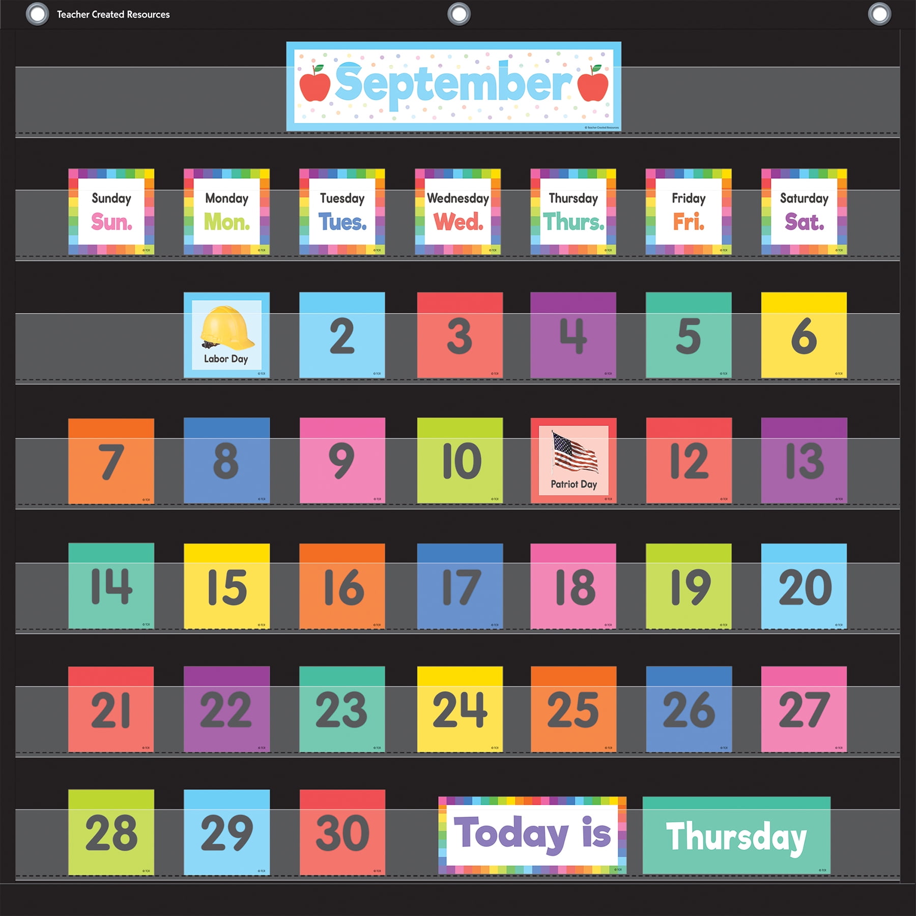 Teacher Created Resources Colorful Calendar Pocket Chart Cards, 104 Per Pack, 3 Packs