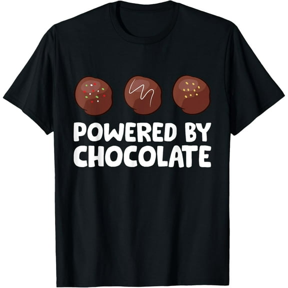 Powered By Chocolate Funny Chocolate T-Shirt100% cotton short-sleeved shirt for both men and women