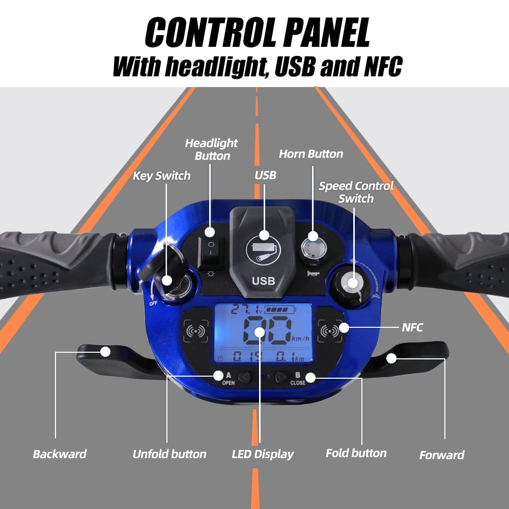 4-Wheel Remote Folding Mobility Scooter for Adults and Seniors, super lightweight and compact plus NFC Electric Foldable Mobility Scooter