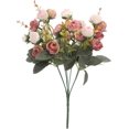 thumbnail image 5 of Ramo de flores artificiales de 21 cabezas, minirosas para decoración de boda, hogar y oficina, paquete de 2 (2 piezas rosa), 5 of 5