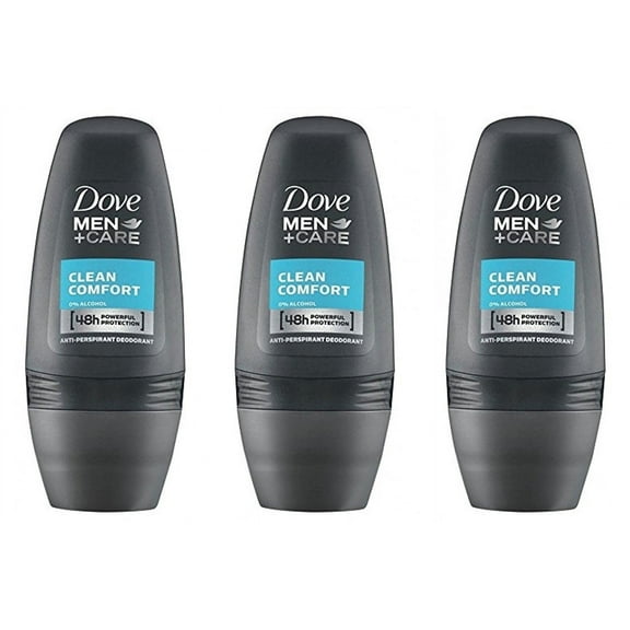 Dove Men Clean Comfort Anti-perspirant Deodorant Roll-on 50ml (1.7 Fluid Ounce). (Pack of 3)