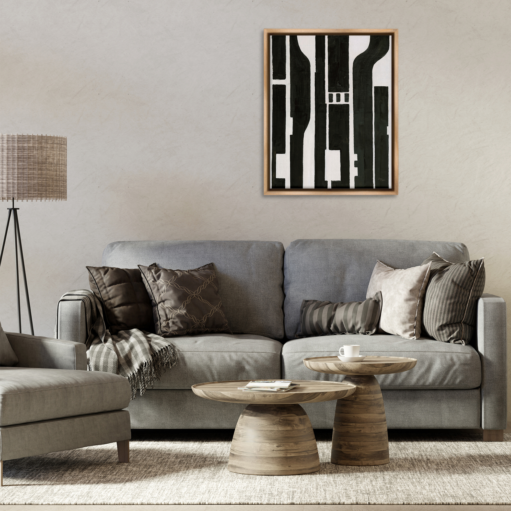 Stupell Industries Circuit Abstract Composition Abstract Painting Brown Floater Framed Canvas Art Print Wall Art, 25 x 31