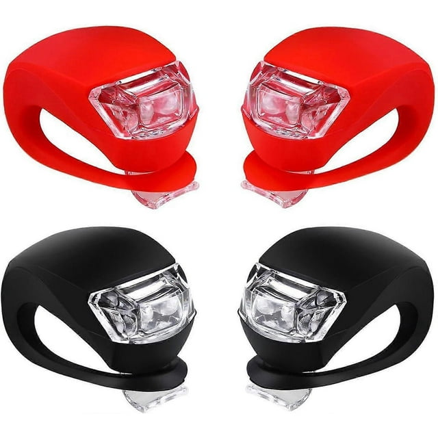 Bicycle Lights Set - Bicycle Head and Tail Lights, Safe Road, Mountain Bike Lights Including Batteries, 4-Pack (2 White Lights & 2 Red Lights)