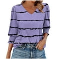 thumbnail image 1 of Atogsazn Blouse pour Femmes Habillée Décontractée Printemps Été Manches 3/4 à Volants Hauts Tunique Décontractée Chemises de Travail 01-Violet TTG Mode, 1 of 4