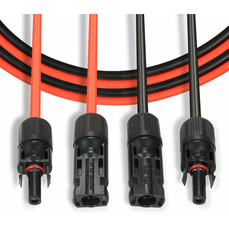 14AWG Solar Photovoltaic Extension Cable with MC4 Connectors - 3M/10FT Red & Black Pair