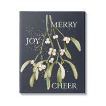Merry Joy Cheer Holly Berries Holiday Graphic Art Gallery Wrapped Canvas Print Wall Art