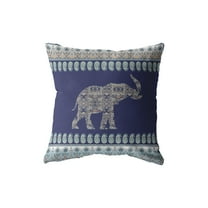 Paisley Elephant Indoor/Outdoor Fabric Pillow with Removable Cover in Blue 26x26