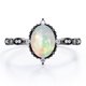 thumbnail image 1 of JeenMata Anillo de Compromiso Art Déco de Cinco Piedras con Diseño Antiguo de Ópalo Etíope de Corte Ovalado de 1,5 Quilates y Moissanita en Baño de Oro Negro de 18 K sobre Plata, 1 of 6