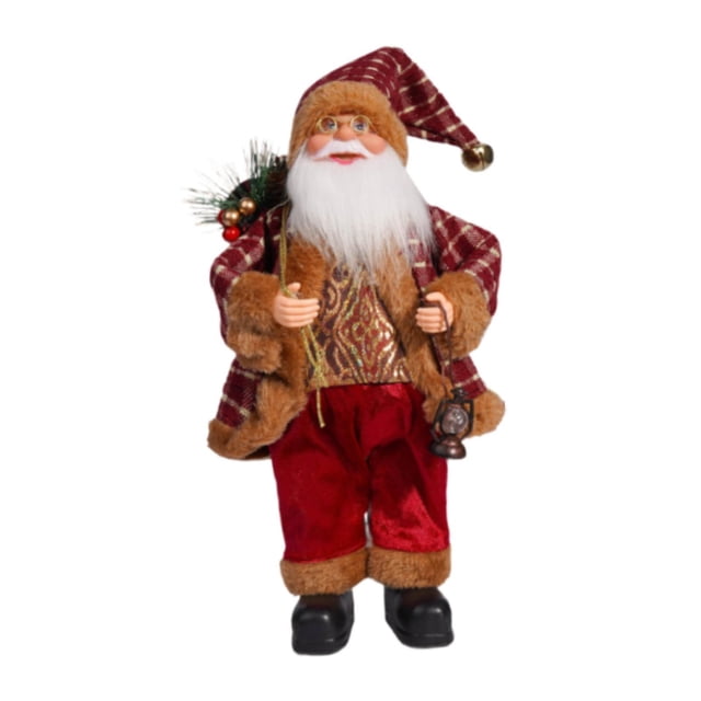 Figura de Papá Noel para Navidad, adorno de año Nuevo, regalo para la familia, juguete para niños, accesorios para muñecas, decoración para la rojo y dorado
