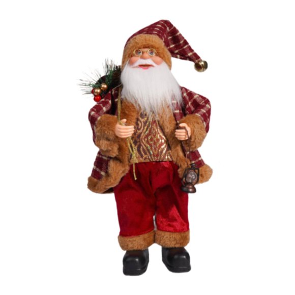 Figura de Papá Noel, adorno para año Nuevo, regalo de Navidad, figura de pie, decoración de muñecas, accesorios para decoración de dormitorio rojo y dorado