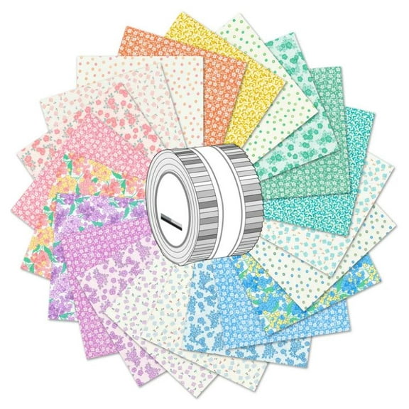 Jelly Roll - At the Cottage A Flowerhouse Collection by Debbie Beaves for Robert Kaufman Flowers Small Scale Florals 2.5" Strips Roll-Ups Bundle Quilter's Cotton Fabric Precuts (RU-1224-40) M494.56