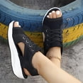 thumbnail image 4 of Open Toe Tennis Shoes, Contrast Paneled Cutout Lace-Up Muffin Sandals, Women Causal Summer Toe Platform Sneaker Sandals, 38, 4 of 6