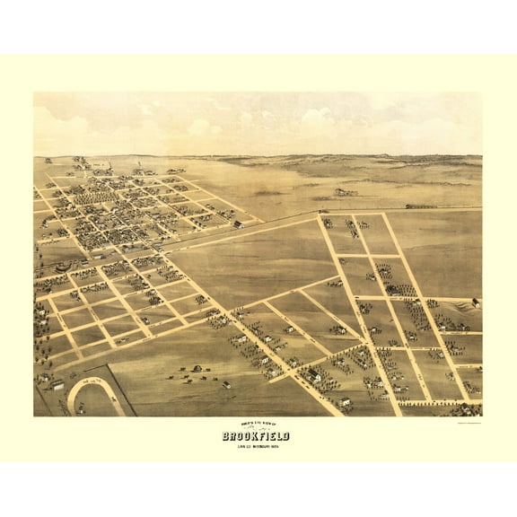 Historic Panoramic View - Brookfield Missouri - Ruger 1869 - Vintage Wall Art