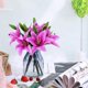 thumbnail image 5 of Flores artificiales Tiger Lily Real Touch Flores falsas para boda Fiesta en casa Jardín Tienda Decoración de oficina Lirio de plástico 5 Ramos Flores de imitación, Púrpura WD.WDQZL Hogar, 5 of 7
