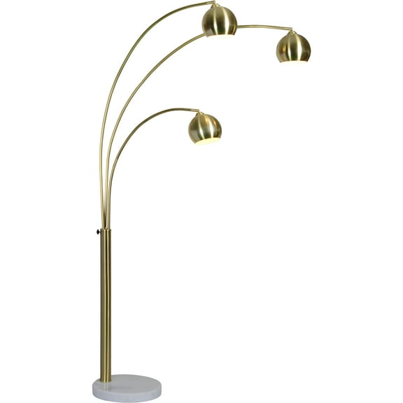Renwil Modern Glamour Dorset 3 Light Floor Lamp in Satin Brass