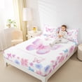 thumbnail image 4 of Homewish Girly Pink Butterfly Full Size Sheets, Blue Dreamy Cherry Blossoms Bed Sheets, Teens Kids Girls Women Sheet Sets, Microfiber Bedroom Decor, 4pcs, 4 of 7