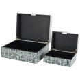 thumbnail image 6 of DecMode Geometric Handmade Mosaic Storage Blue Mother of Pearl Shell Decorative Box with Cream Underlay, 2 Count, 6 of 9