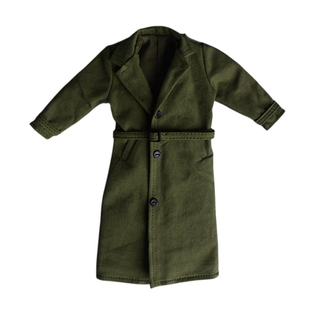 1/12 Figura masculina La gabardina larga gabardina en miniatura de cosplay de cosplay de la altura de la altura del abrigo Verde