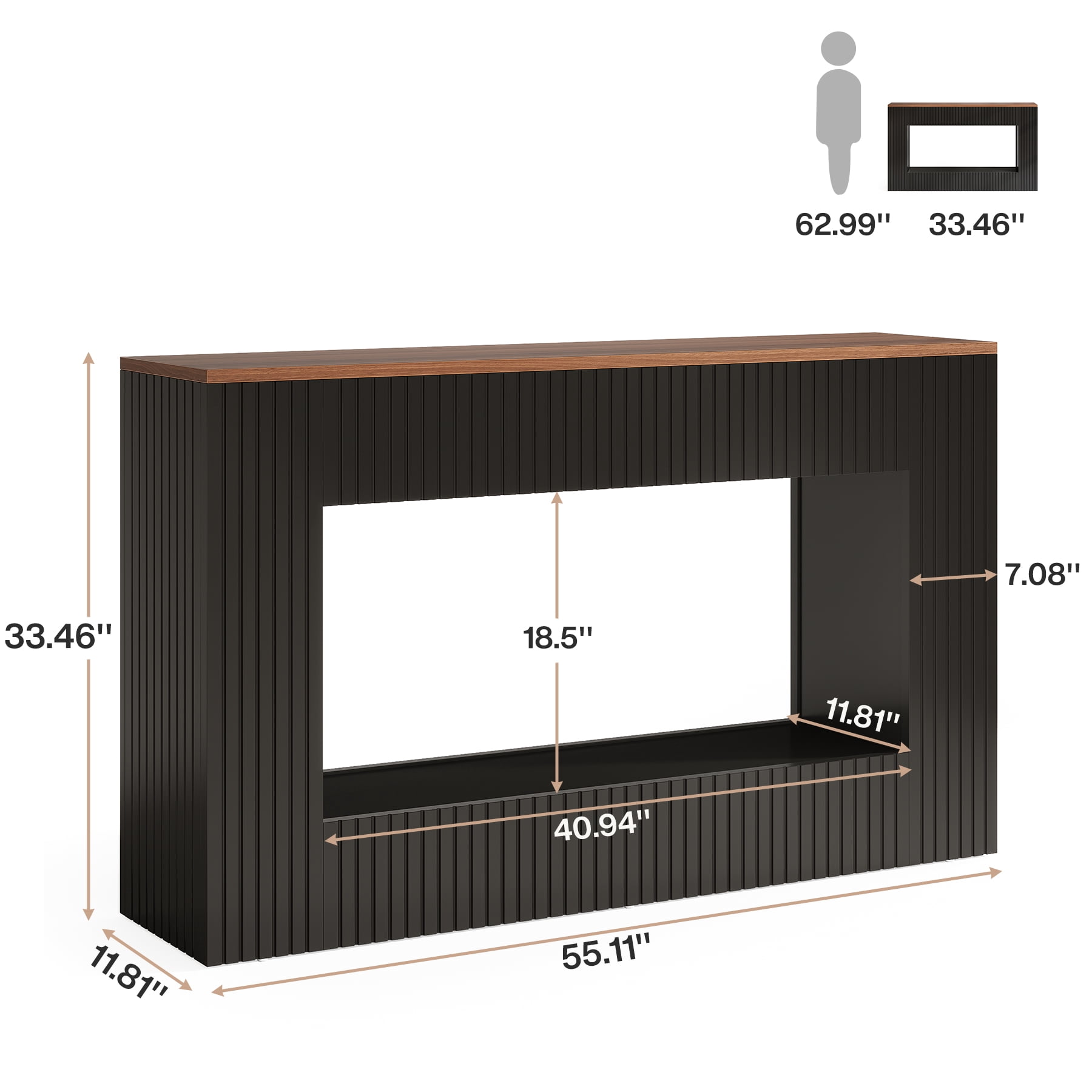 Tribesigns Modern Console Table, 55-Inch Wood Entryway Table with Storage, Narrow Long Sofa Table Behind Couch Table for Living Room, Foyer, Hallway, Black