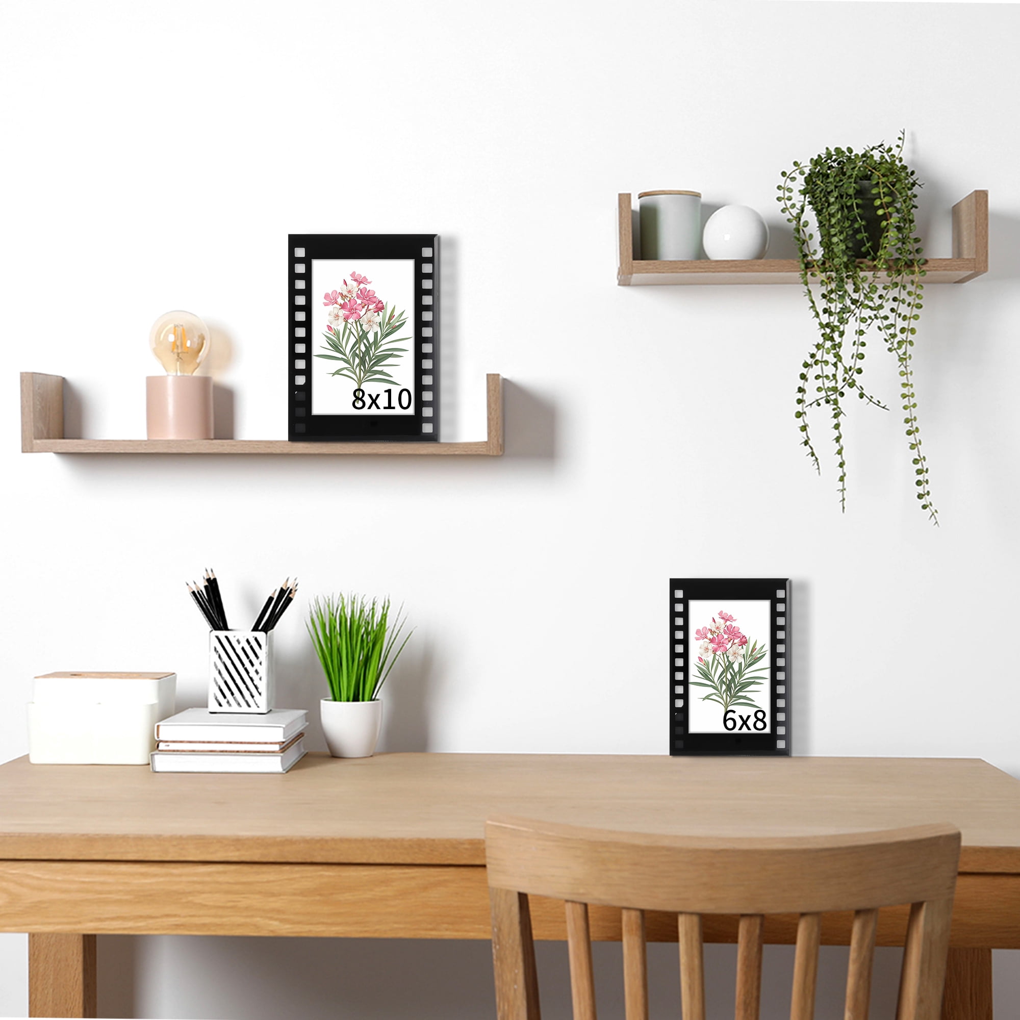 Unique Bargains Glass Picture Frame Horizontal Vertical Display Black 5x7