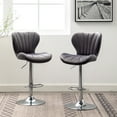 thumbnail image 2 of 2 Gray Upholstered - Modern Bucket Seat Design, Adjustable Height, 360° Swivel, Soft Upholstery, Elegant Swivel (2), Height Option, Fabric Design With Support, 2 of 6