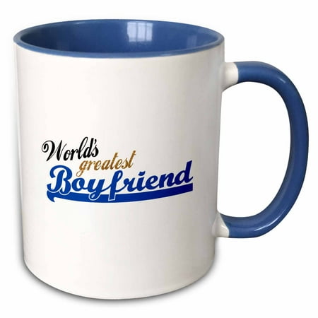 3dRose Worlds Greatest Boyfriend - Best boy friend ever - romantic relationship gifts - dating anniversary - Two Tone Blue Mug,