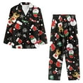 thumbnail image 3 of Suhoaziia Pajamas for Women Set Plus Size Skin Friendly Button Breathable Nightwear 2-Pack Full-length Suit Multi-Season Lounge Wear Size 2XL,Polyester Christmas Reindeer Socks Fall Clothing, 3 of 6