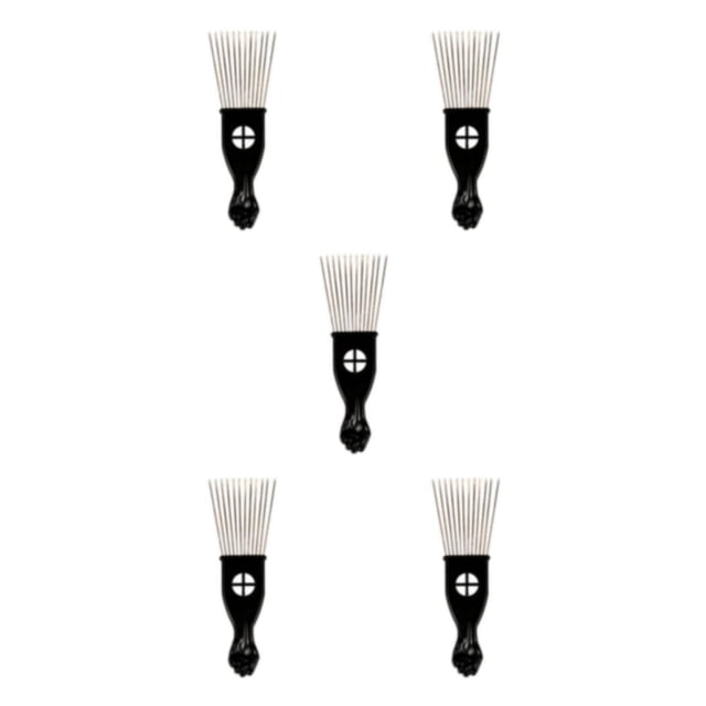 Thinsony Detangle and Style with Ease Black Wide-Tooth Afro Hair Lifting Pik Pick Comb Type A 5Set